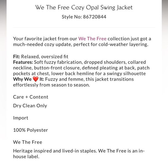 Free People We the Free Cozy Opal Swing Jacket in Pink NWOT - Picture 6 of 7